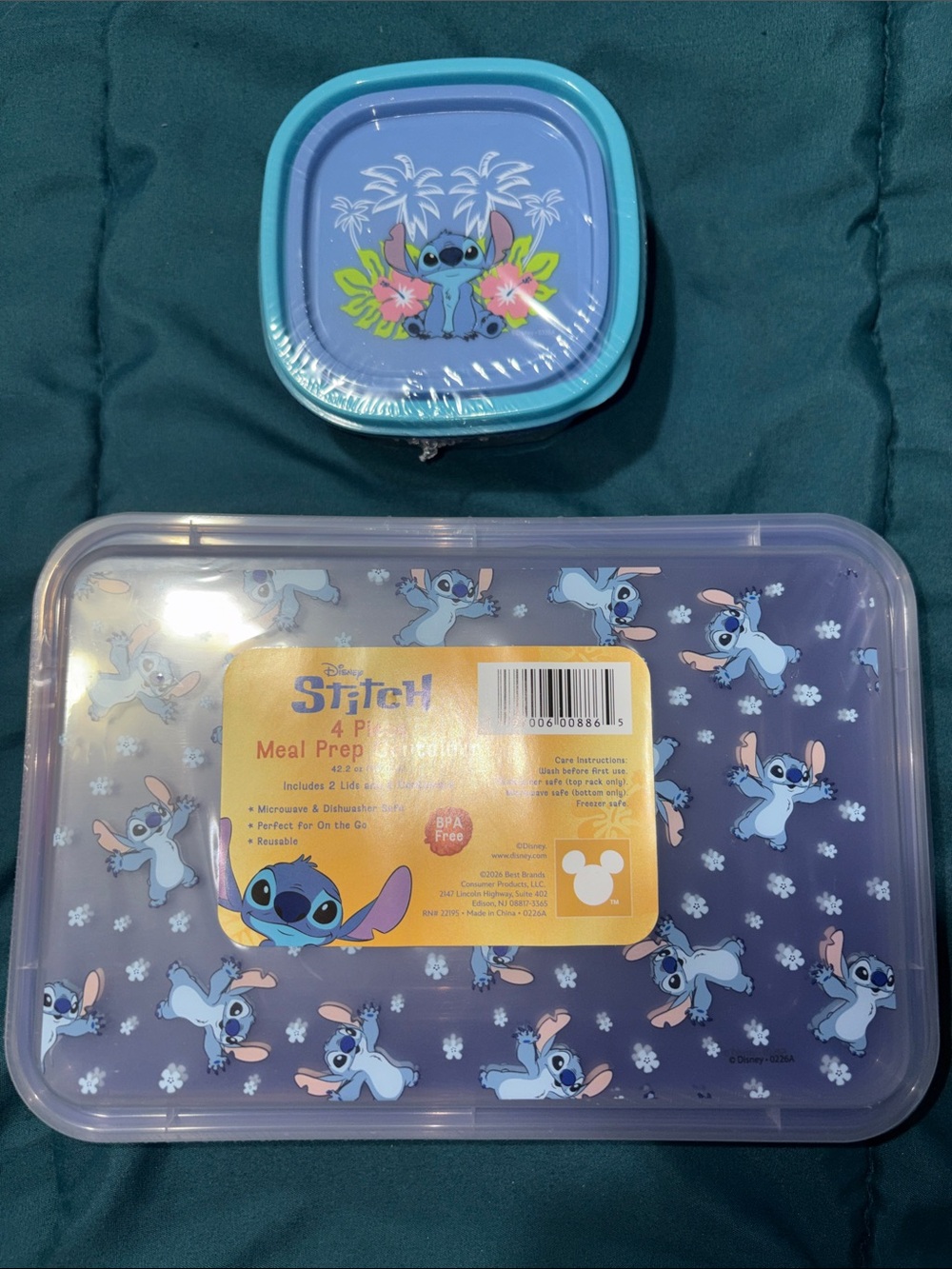 Disney Stitch Meal Prep Set - 2 without compartments and 2 smaller